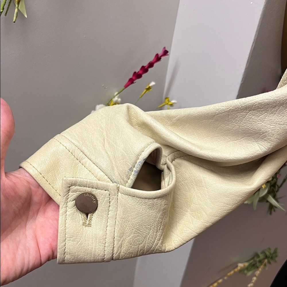 Theory Beige Leather Jacket - Picture 3 of 10